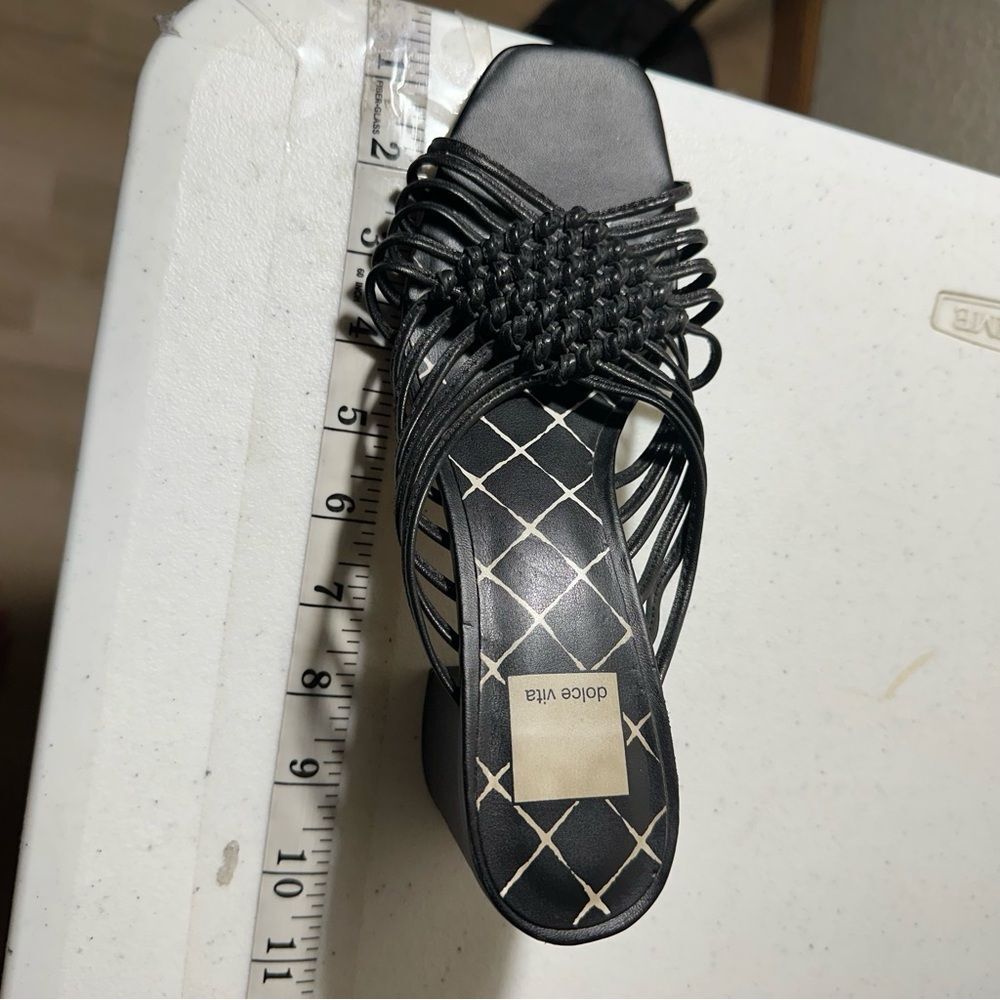 Dolce Vita Black Delana Woven Leather Sandals 7.5 Block Heel - Picture 10 of 12